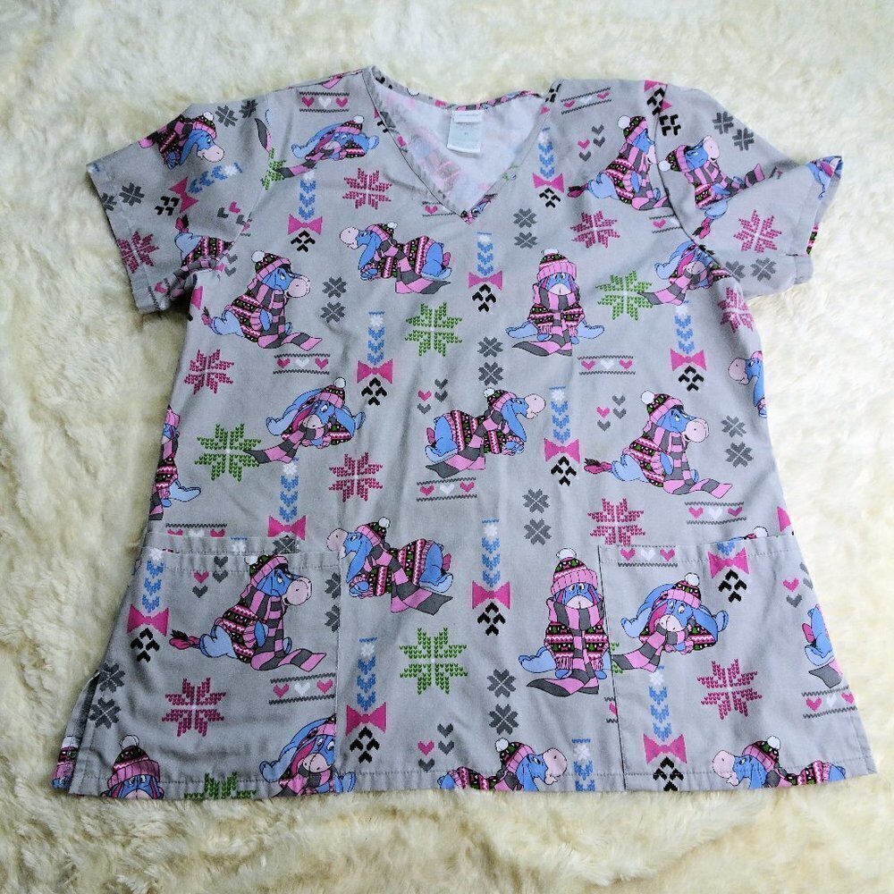Winnie the Pooh Eeyore Winter Scrubs Size Medium
